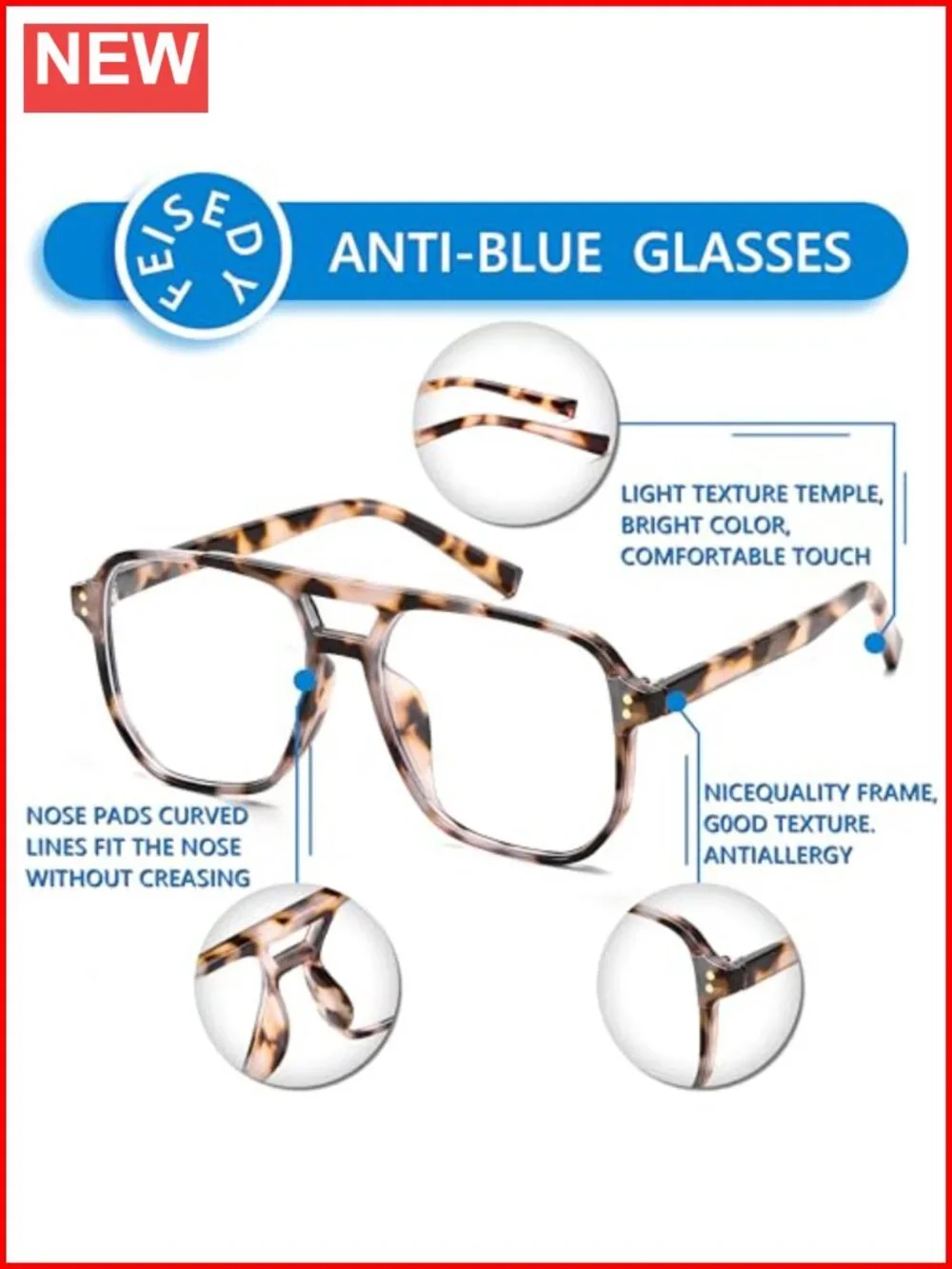 Blue Light Blocking Glasses for Women Men Oversized Pilot Lightweight
